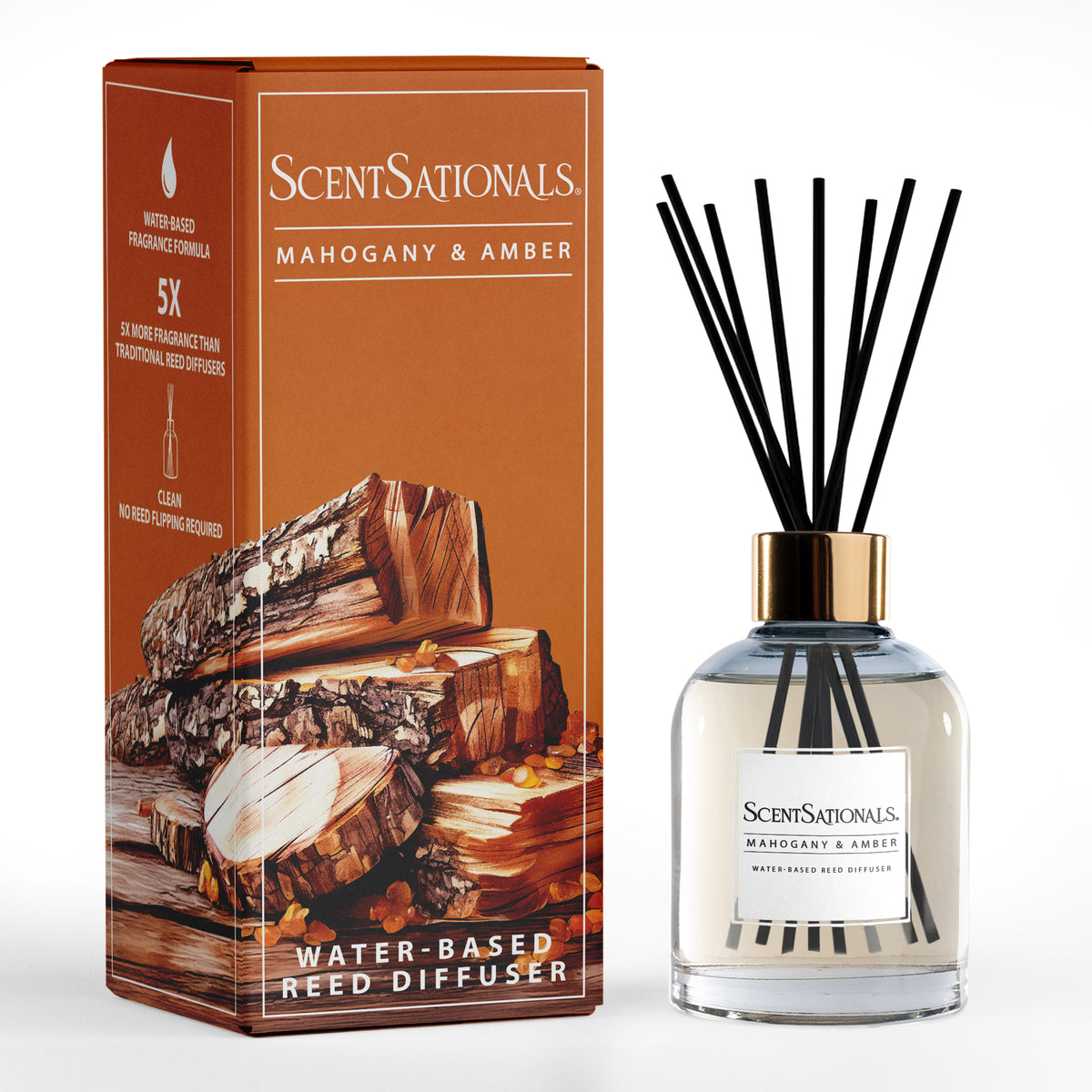 Amber Sunrise Reed Diffuser Mahogany & Amber - Water-Based Reed Diffuser Oil – ScentSationals