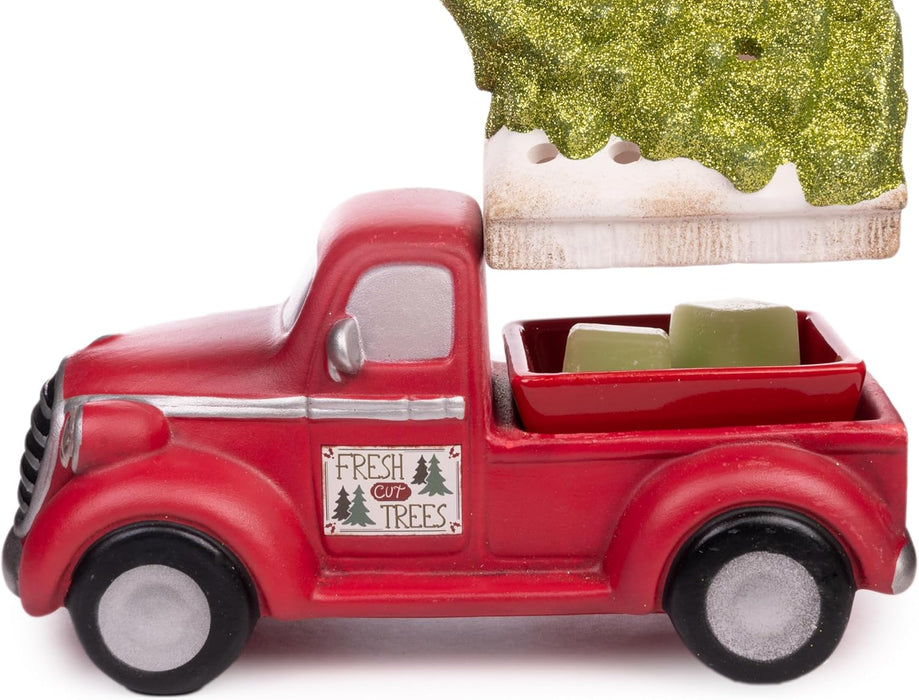 Truck Collection Red Truck and Christmas Trees Wax Warmer