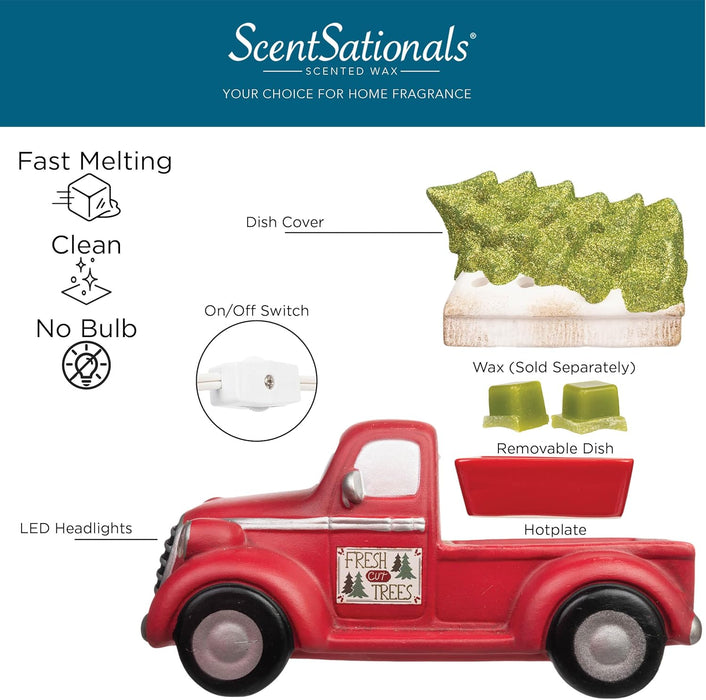 Truck Collection Red Truck and Christmas Trees Wax Warmer