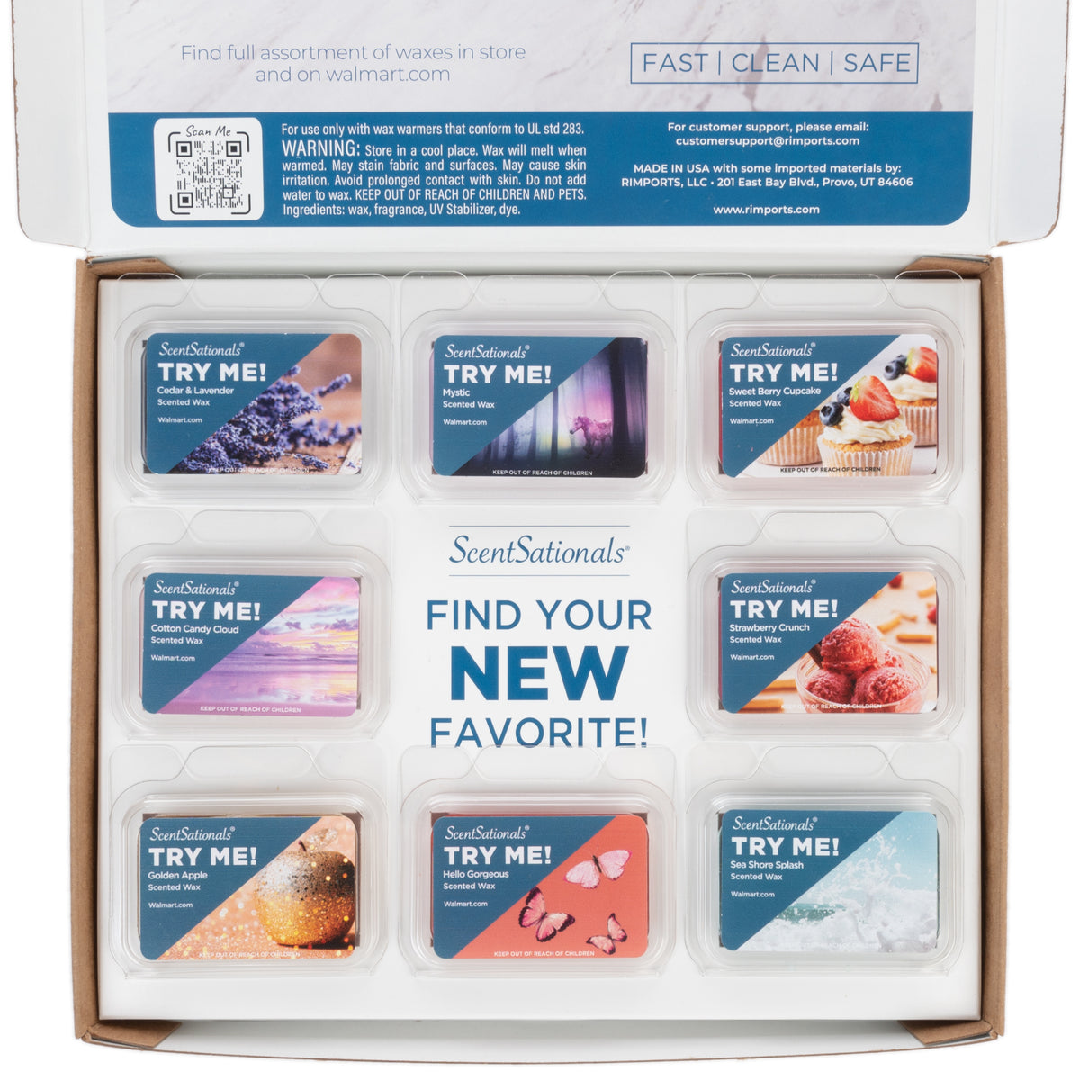 Scented Wax Cube Sample Pack of 8 ScentSationals